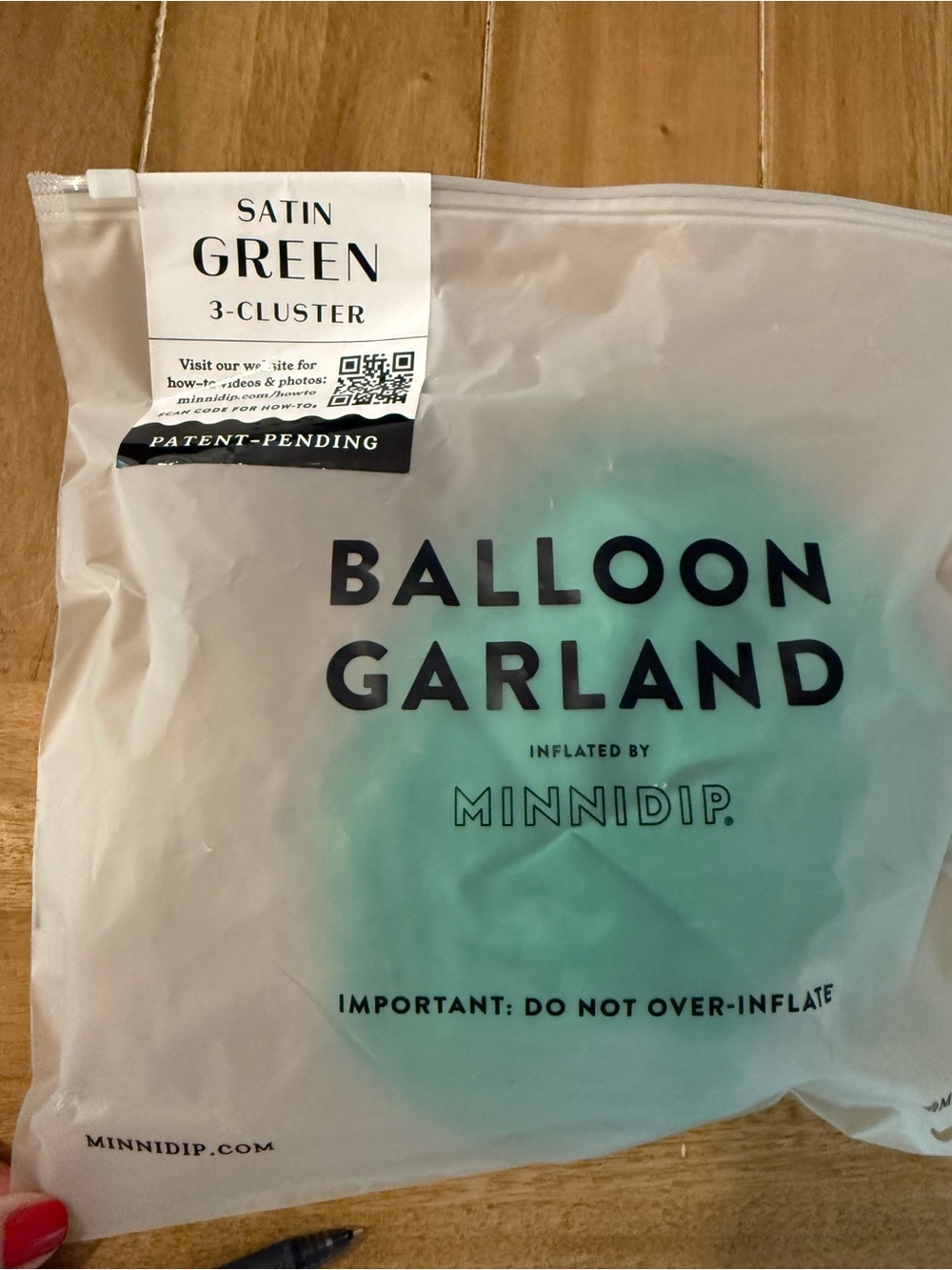 NEW!! Two Minnidip Satin Green Balloon Garland - 3-Cluster